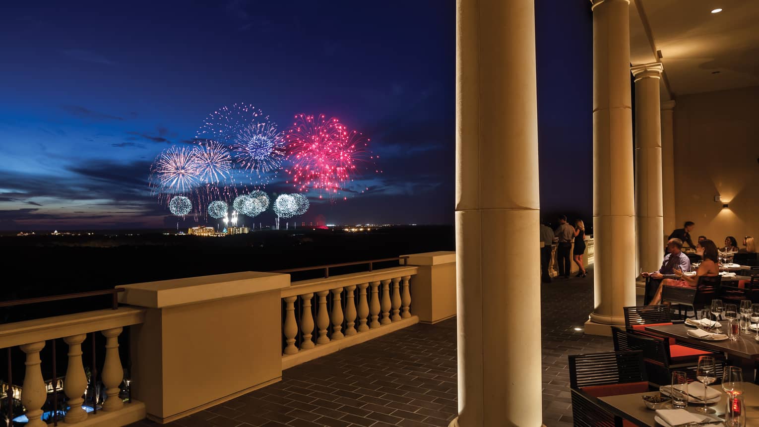 View of Disney fireworks from the balcony at Capa. [credit: Four Seasons]